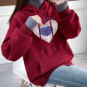 Burgundy Graphic Winter Hoodie