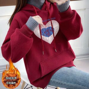 Burgundy Graphic Winter Hoodie