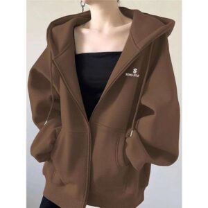 Espresso Oversized Zip-Up Hoodie